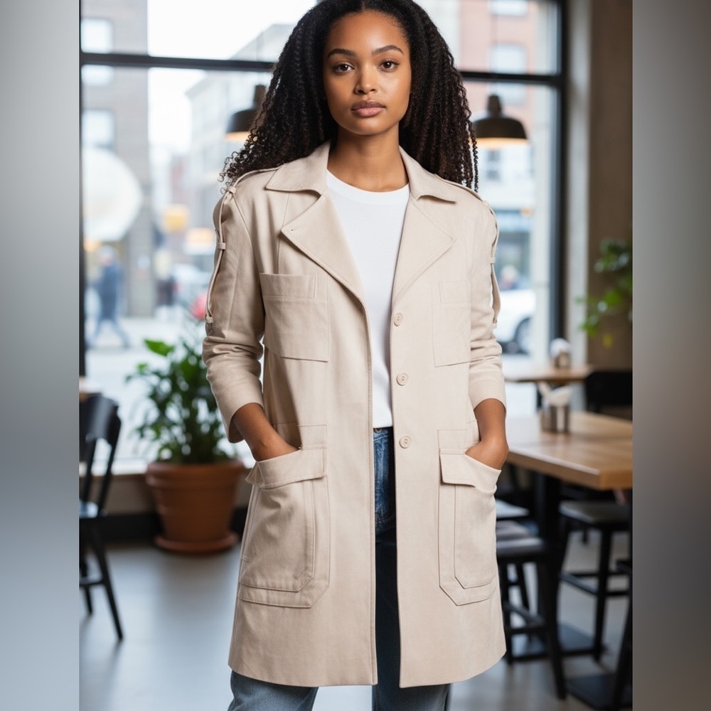 Bcbgmaxazria Cream Trench Coat -Runway Edition